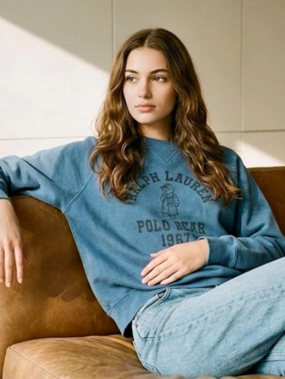 Polo Ralph Lauren Polo Bear 1967 Crewneck Sweatshirt | Dusty Blue | Size M